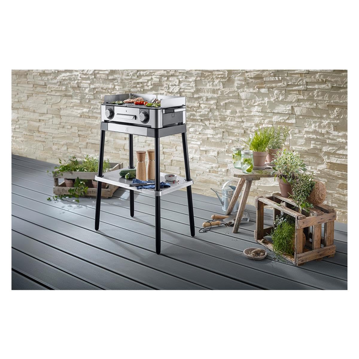 WMF Podstawka stół do grilla - akcesoria do wszystkich rodzajów grilla WMF Master Grill - podstawa do grilla stołowego, wysokość 72 cm, kolor matowy/srebrny cromargan - obrazek 2