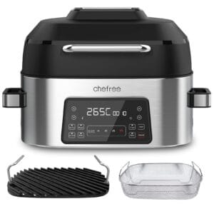CHEFREE Air Fryer 6L - Ekran dotykowy LED, frytkownica bez oleju z 8 funkcjami, oszczędność energii, czarna AFG01