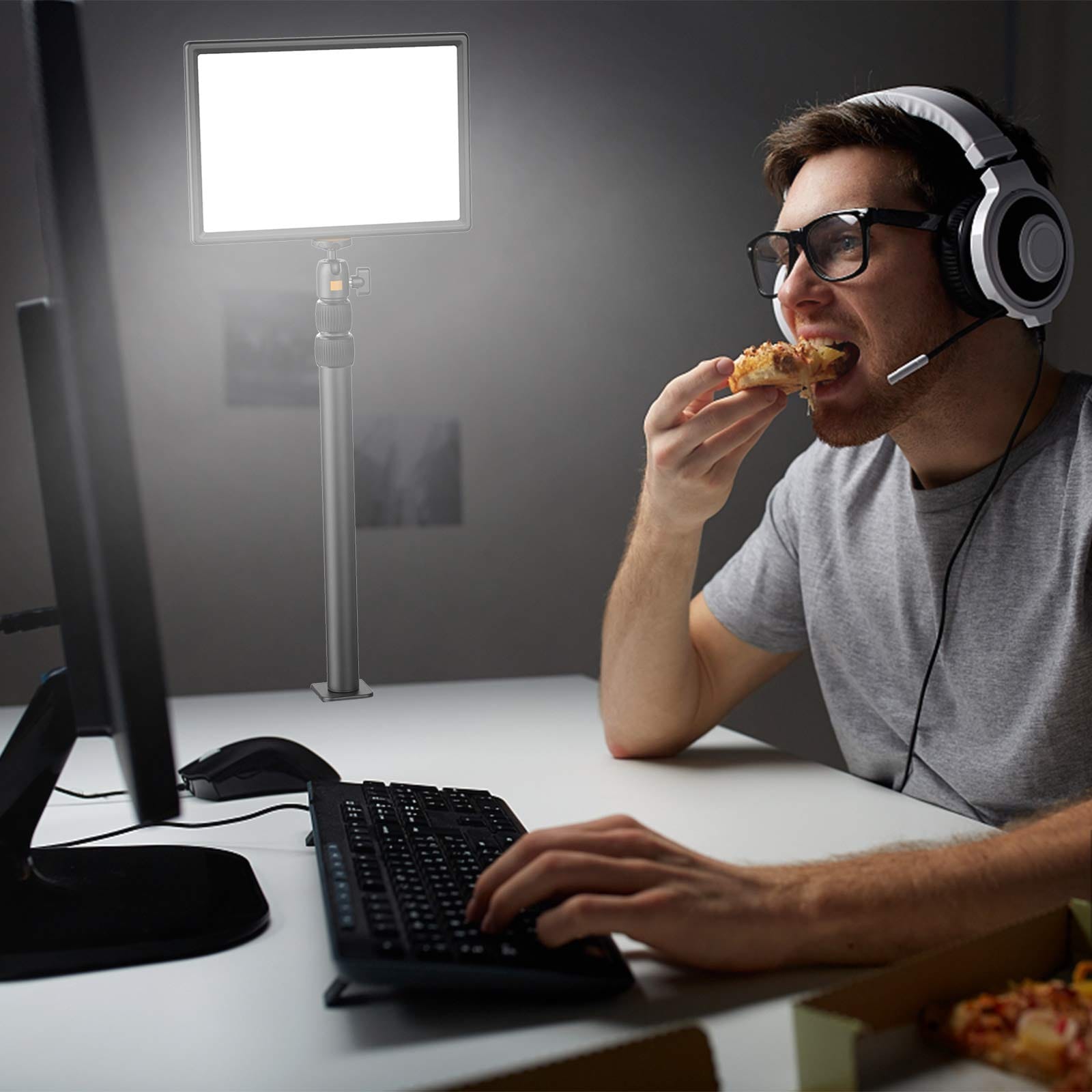 VIJIM LS01 - Wysuwany stojak lampy z zaciskiem stołowym | Regulacja wysokości | Wielofunkcyjny | Metalowy | Obrotowa głowica | Tripody - obrazek 4