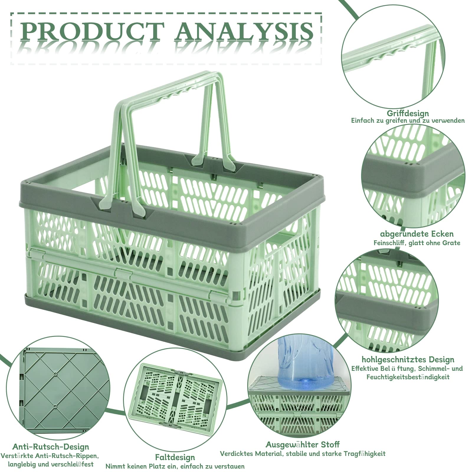 zhaocaidamai Małe składane pudełko z uchwytami pudełko transportowe z - obrazek 8