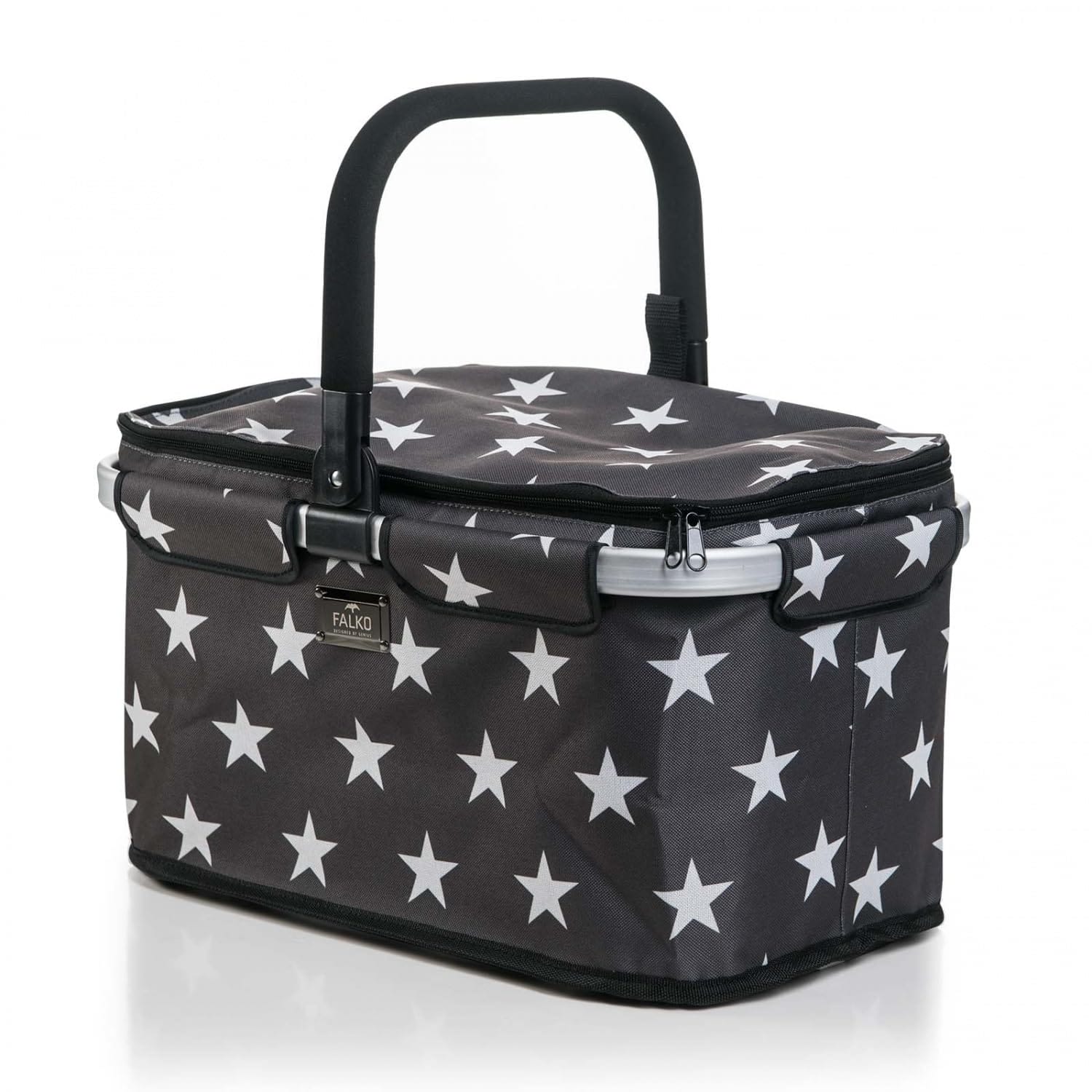 Genius Kosz na zakupy Falko Premium szary z białymi gwiazdami torba na