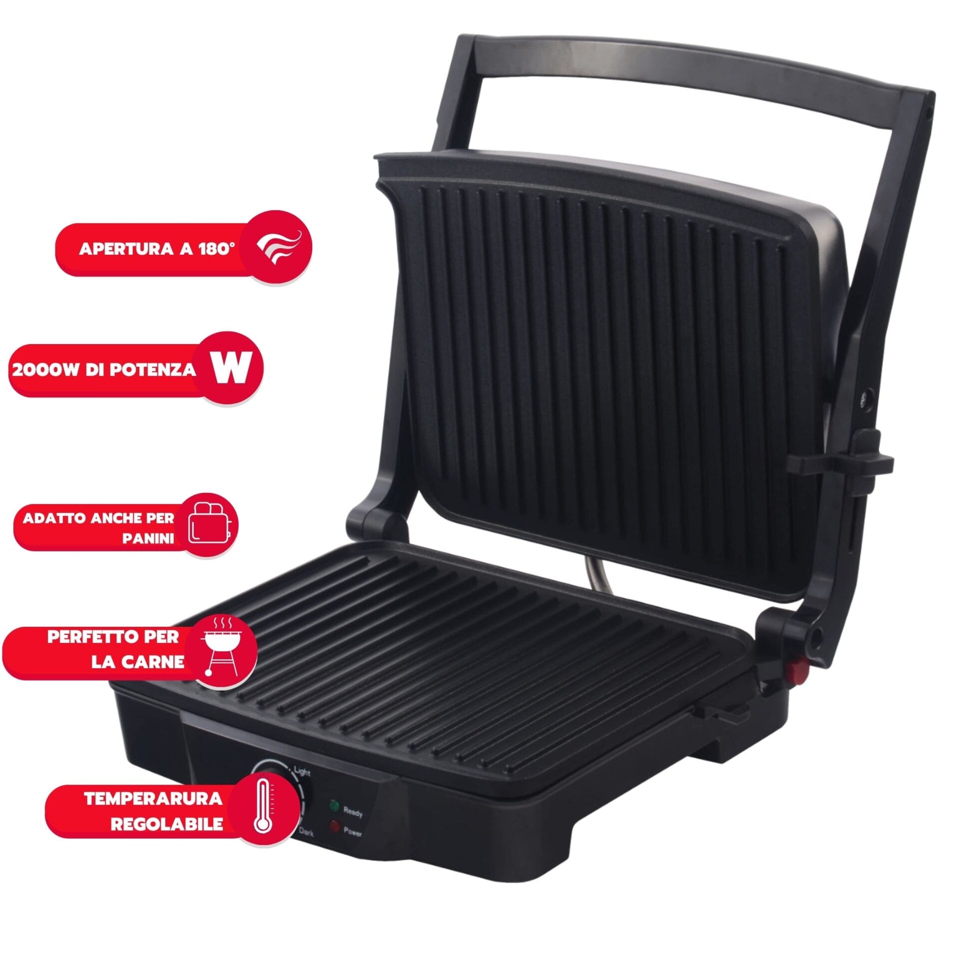 ARDES AR1S30 - Elektryczny grill kontaktowy 2000 W z powłoką antyadhezyjną, do bułek i Piadinas - obrazek 5