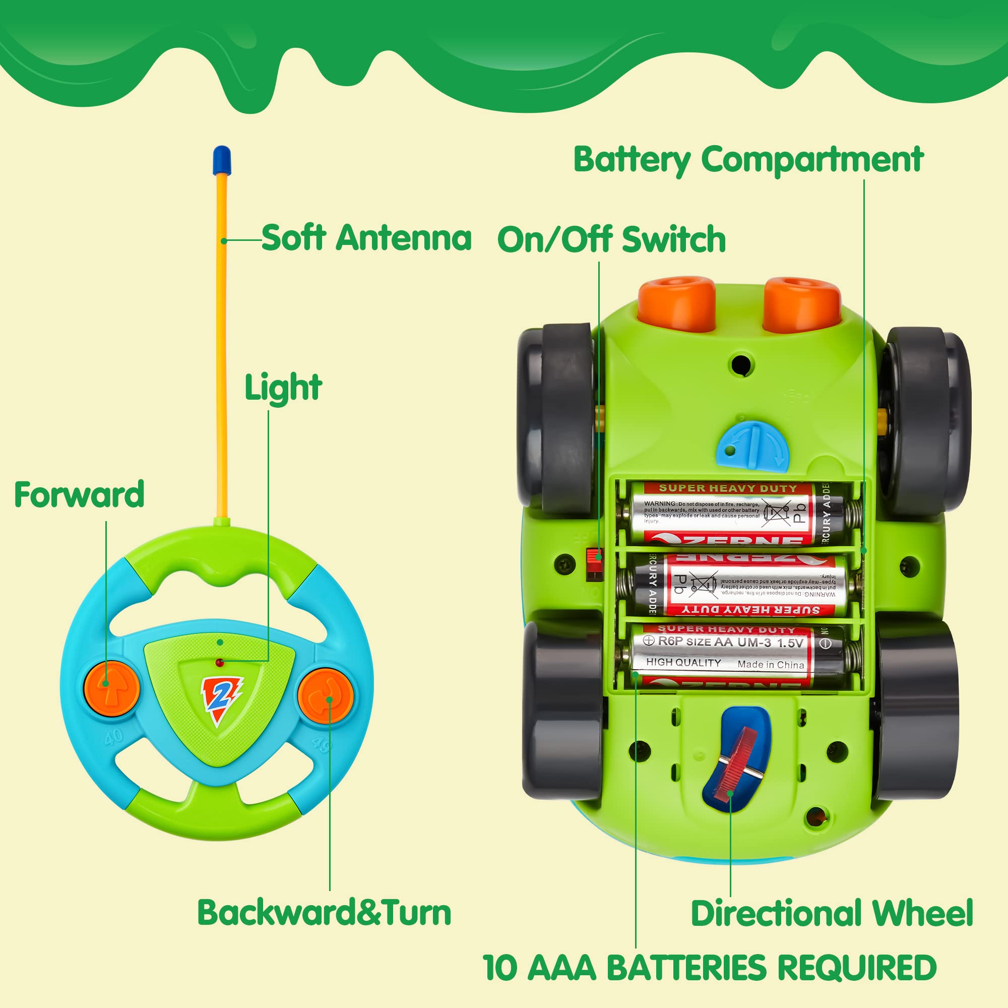 JOYIN 2 kartoon RC samochód wyścigowy zdalnie sterowany zabawka z muzyką i - obrazek 5
