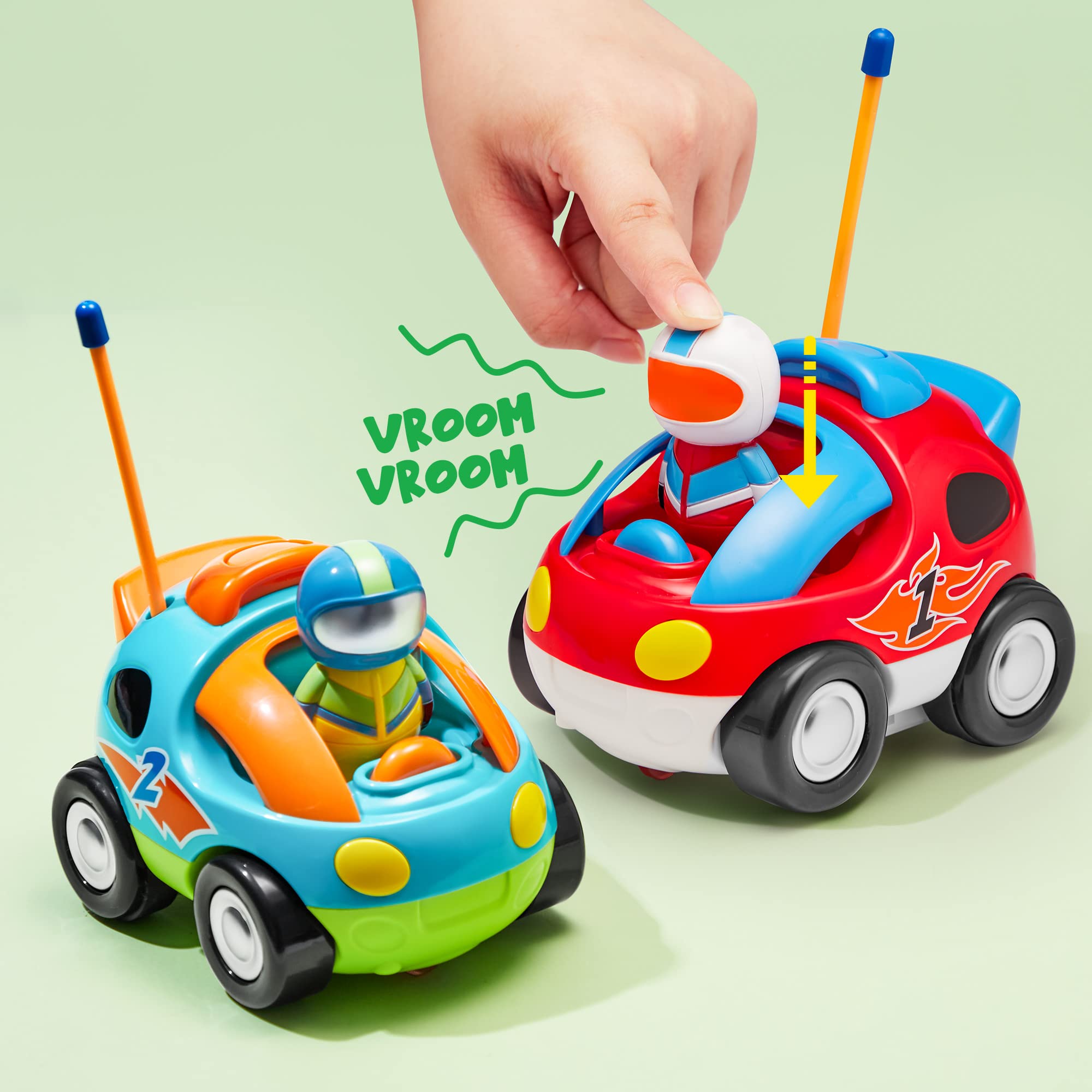 JOYIN 2 kartoon RC samochód wyścigowy zdalnie sterowany zabawka z muzyką i - obrazek 2