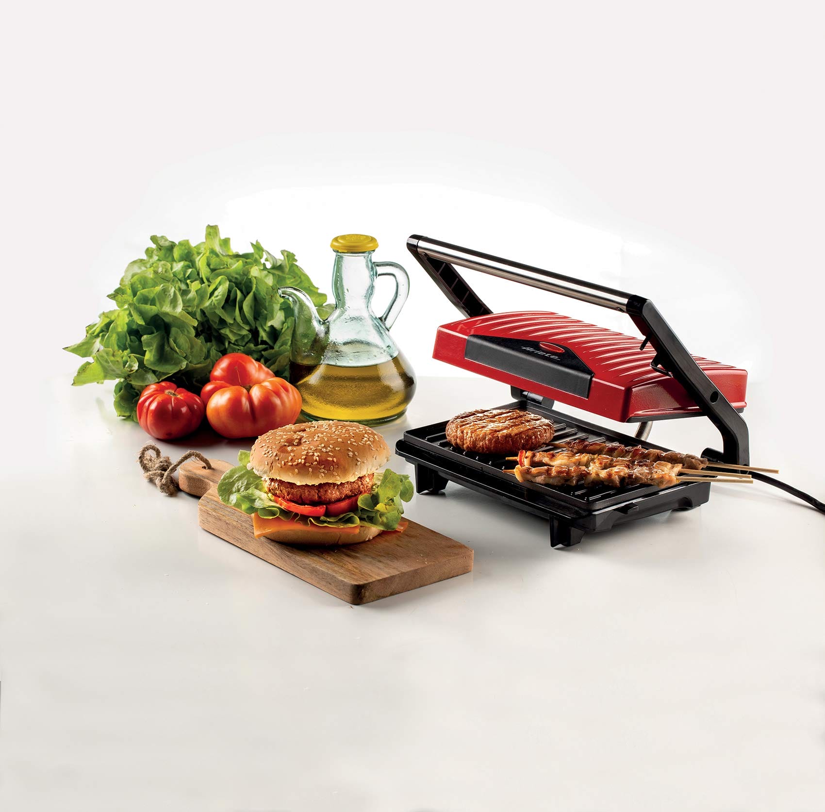 Ariete 1929 Slim Panini Grill 750 W - podświetlany wskaźnik wł./wył., obrotowa płyta górna, termostat do regulacji temperatury, antypoślizgowe, czerwony - obrazek 3