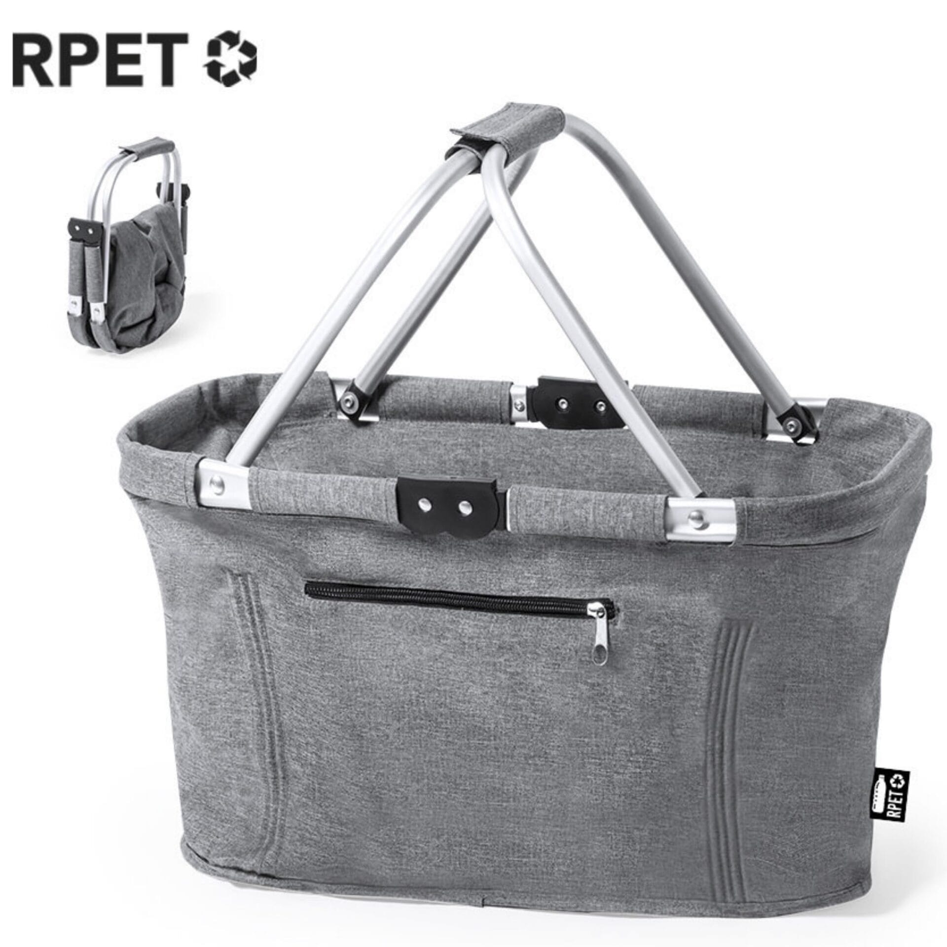 Ekologiczny składany kosz na zakupy z PET z recyklingu z aluminiową ramą - obrazek 8