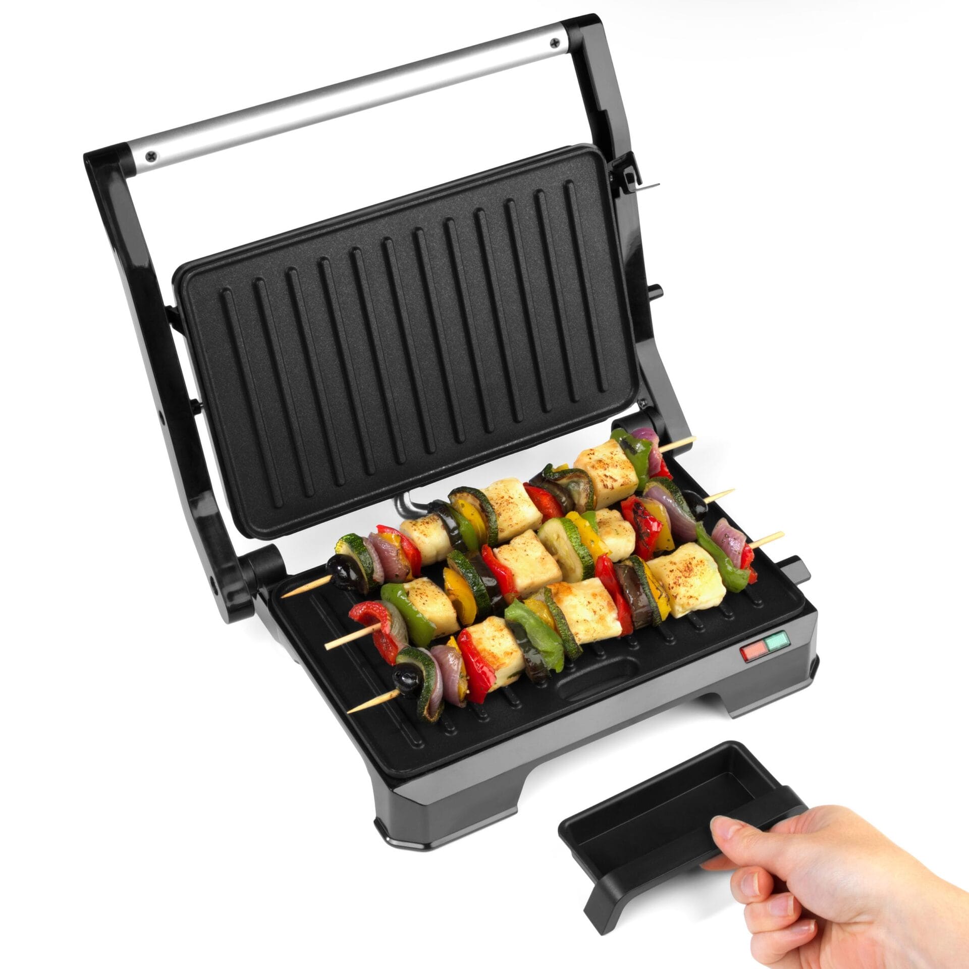 Progress EK5854P Grill elektryczny 2 w 1 – opiekacz do panini, nieprzywierające płyty, dwie powierzchnie opiekania, bez oleju, wyjmowana tacka ociekowa, łatwe czyszczenie, uchwyt Cool-Touch 850 W - obrazek 2