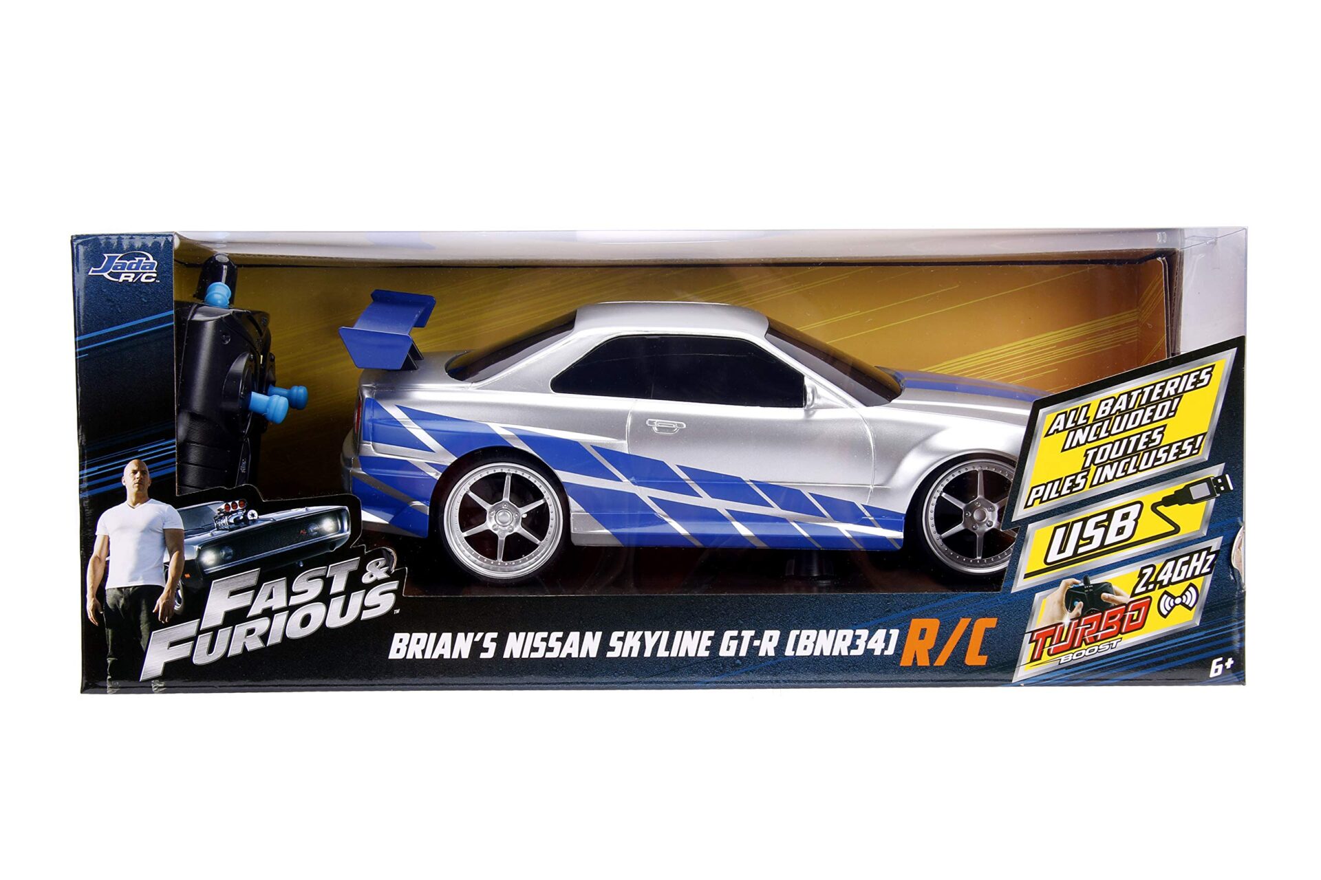Jada Toys Fast & Furious RC samochód wyścigowy Nissan Skyline GT-R R34 - obrazek 2
