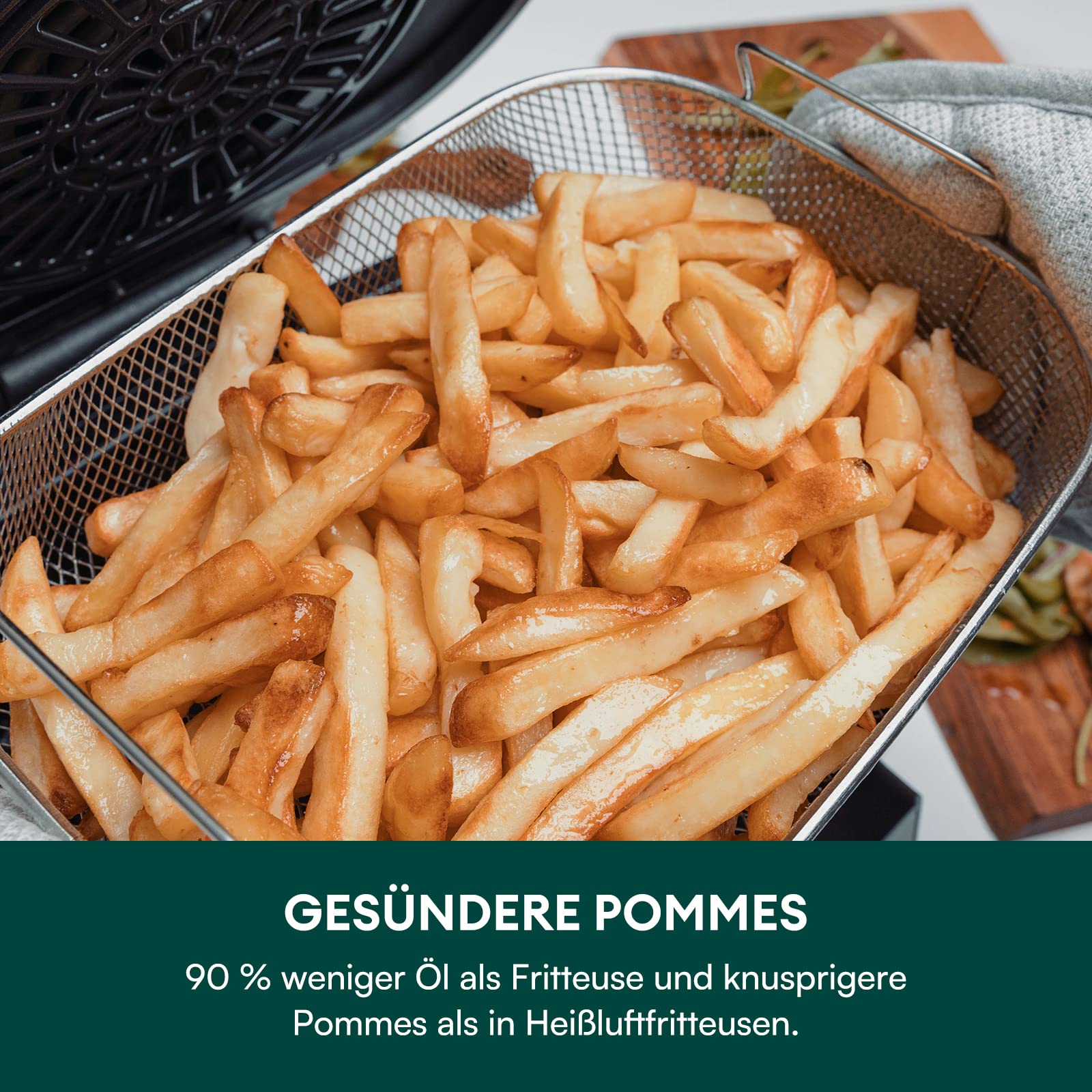 CHEFREE Air Fryer 6L - Ekran dotykowy LED, frytkownica bez oleju z 8 funkcjami, oszczędność energii, czarna AFG01 - obrazek 3