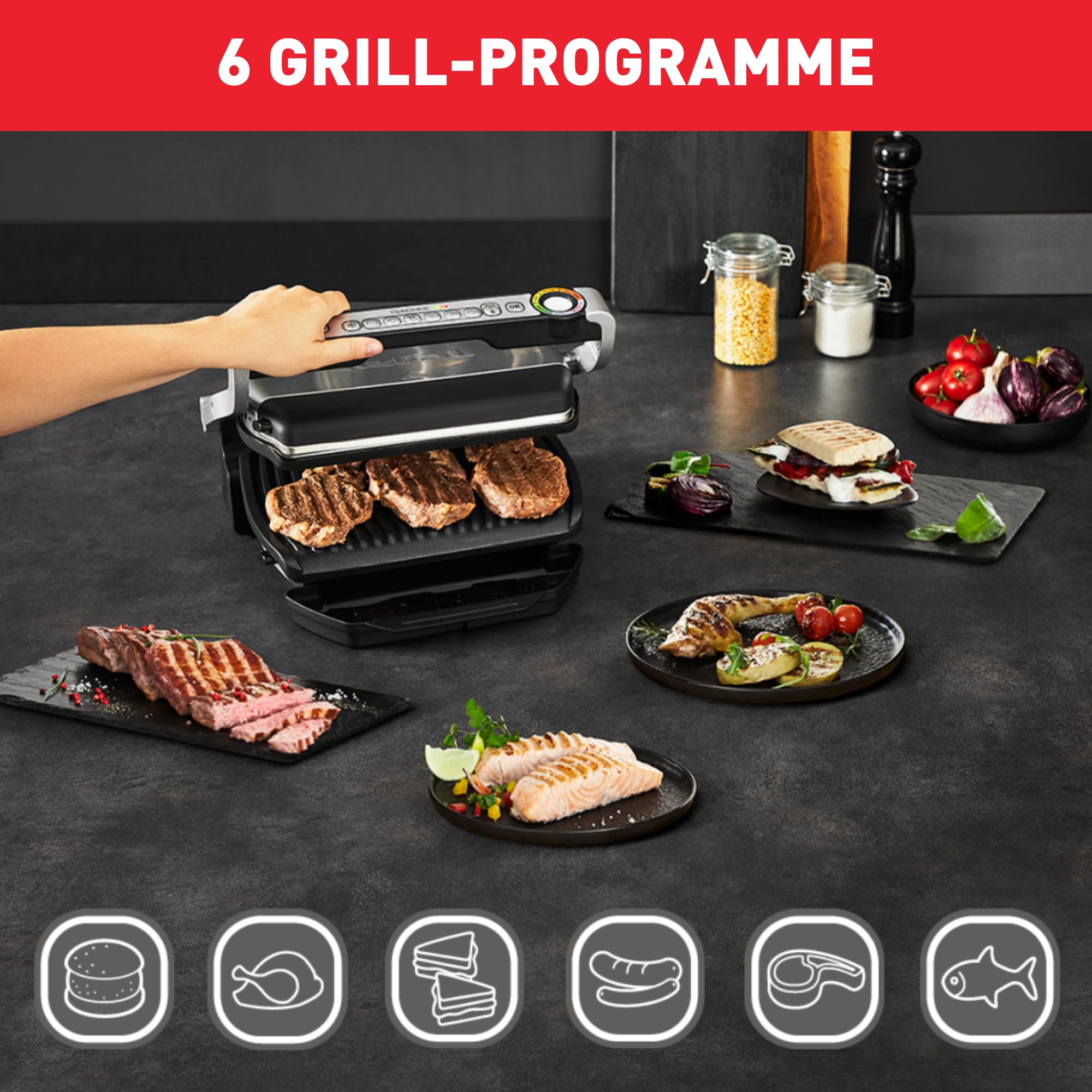 Tefal Optigrill + Opiekacz, Srebrny/Czarny, 30 x 20 cm - obrazek 5