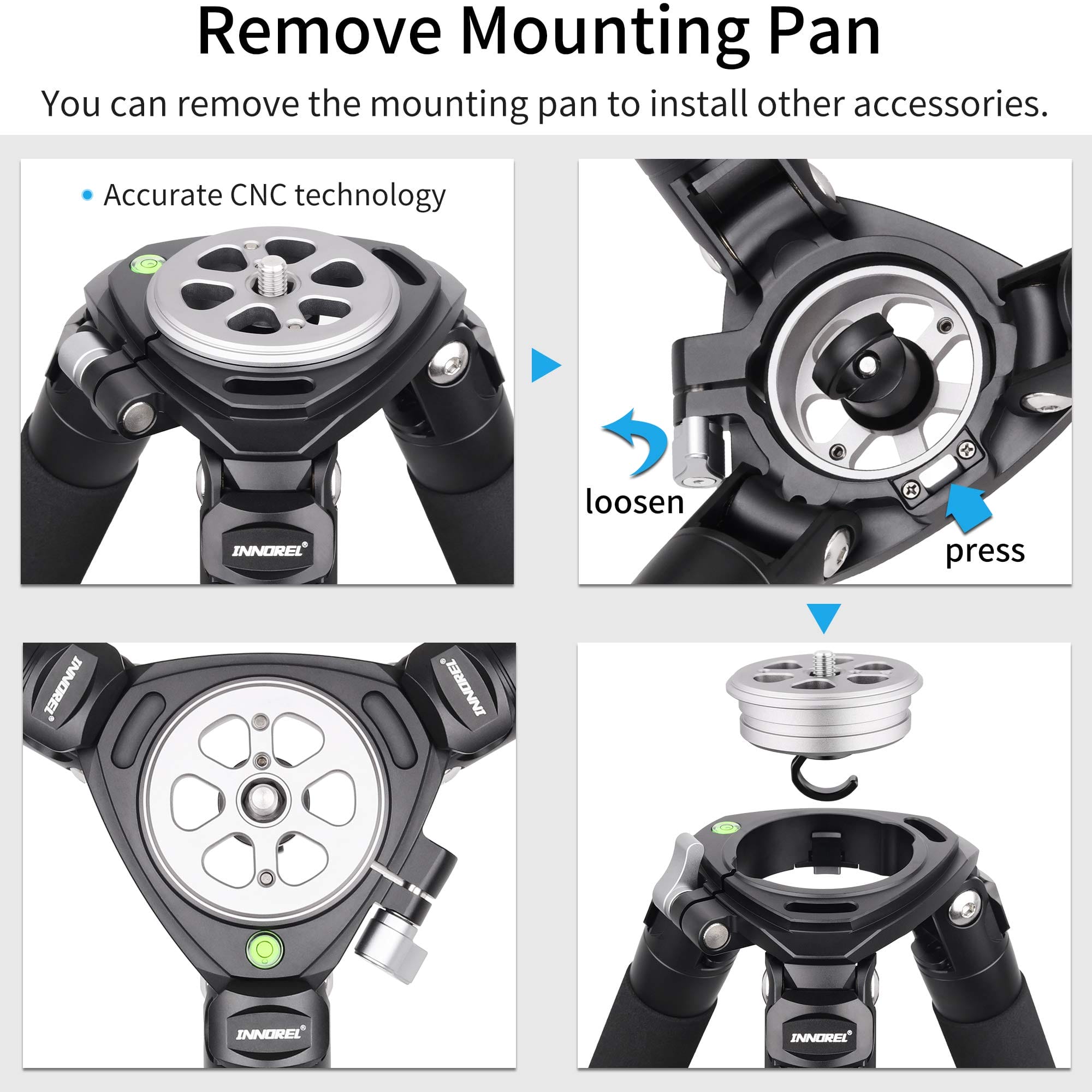 INNOREL LT364C - Systematyczny Statyw z Włókna Węglowego 160cm, 35kg Obciążenie - obrazek 5