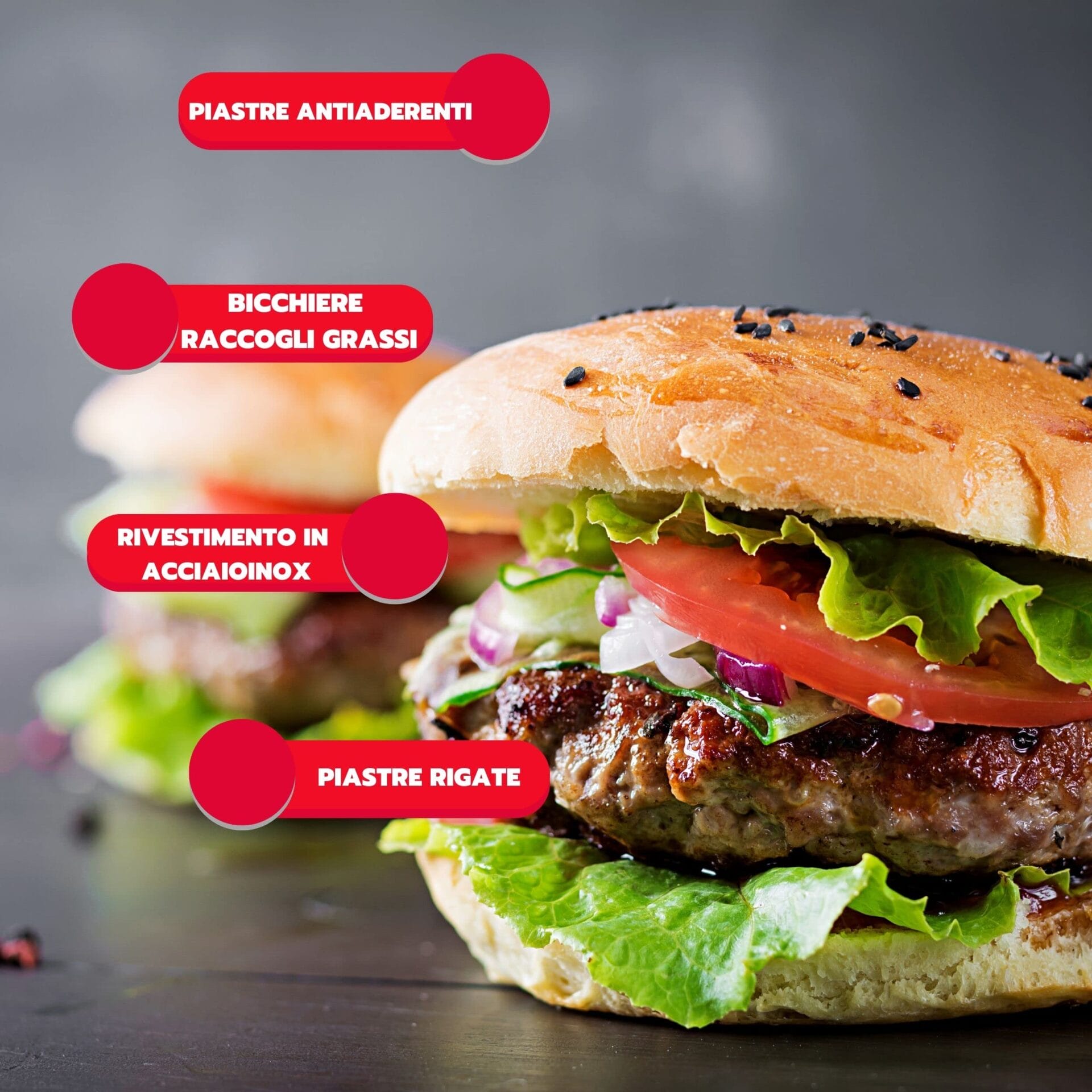 ARDES AR1S30 - Elektryczny grill kontaktowy 2000 W z powłoką antyadhezyjną, do bułek i Piadinas - obrazek 4