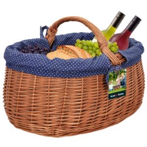 KOTARBAU Naturalny kosz wiklinowy z uchwytem duży z wkładką materiałową w