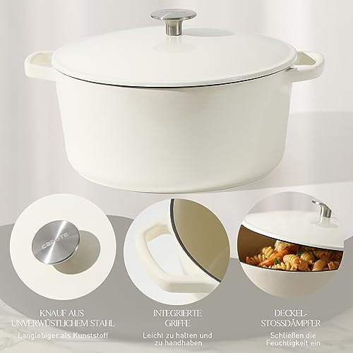 CAROTE Żeliwny Garnek Emaliowany 26 cm/5 l do Pieczenia i Duszenia - obrazek 3