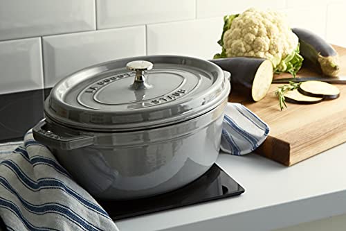 STAUB Gusseisen Bräter/Cocotte Oval 29 cm 425 L Graphitgrau - Emaillierter Gusseisen Bräter für Anbraten und Garen | STAUB Garnki - obrazek 2