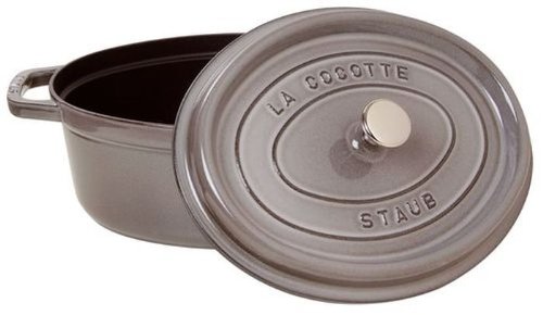 STAUB Gusseisen Bräter/Cocotte Oval 29 cm 425 L Graphitgrau - Emaillierter Gusseisen Bräter für Anbraten und Garen | STAUB Garnki - obrazek 5