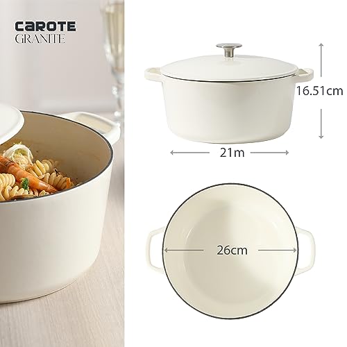 CAROTE Żeliwny Garnek Emaliowany 26 cm/5 l do Pieczenia i Duszenia - obrazek 4