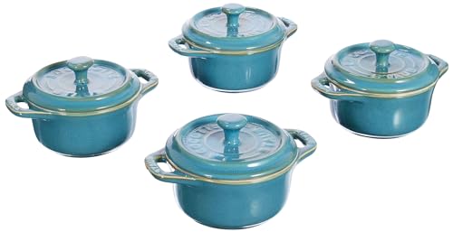 Staub Mini Cocotte Round 4 szt. 200 ml Antique Turkusowy – Wysokiej Jakości Garnki