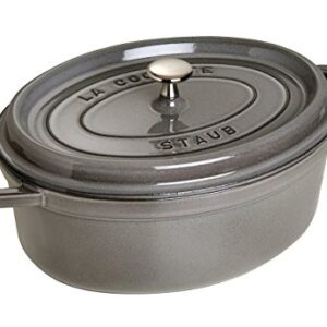 STAUB Gusseisen Bräter/Cocotte Oval 29 cm 425 L Graphitgrau - Emaillierter Gusseisen Bräter für Anbraten und Garen | STAUB Garnki