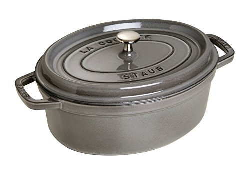 STAUB Gusseisen Bräter/Cocotte Oval 29 cm 425 L Graphitgrau - Emaillierter Gusseisen Bräter für Anbraten und Garen | STAUB Garnki