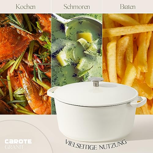 CAROTE Żeliwny Garnek Emaliowany 26 cm/5 l do Pieczenia i Duszenia - obrazek 7