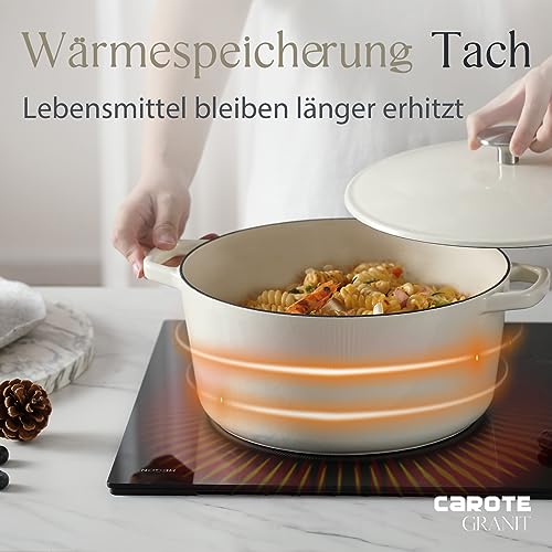 CAROTE Żeliwny Garnek Emaliowany 26 cm/5 l do Pieczenia i Duszenia - obrazek 2