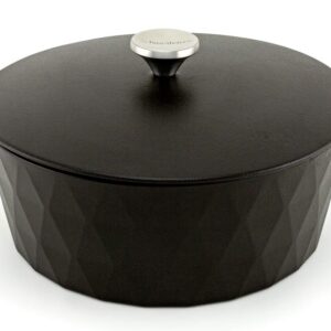 HearthStone Cocotte Diamond 28 cm – Żeliwna Emaliowana, Indukcja, Czarna