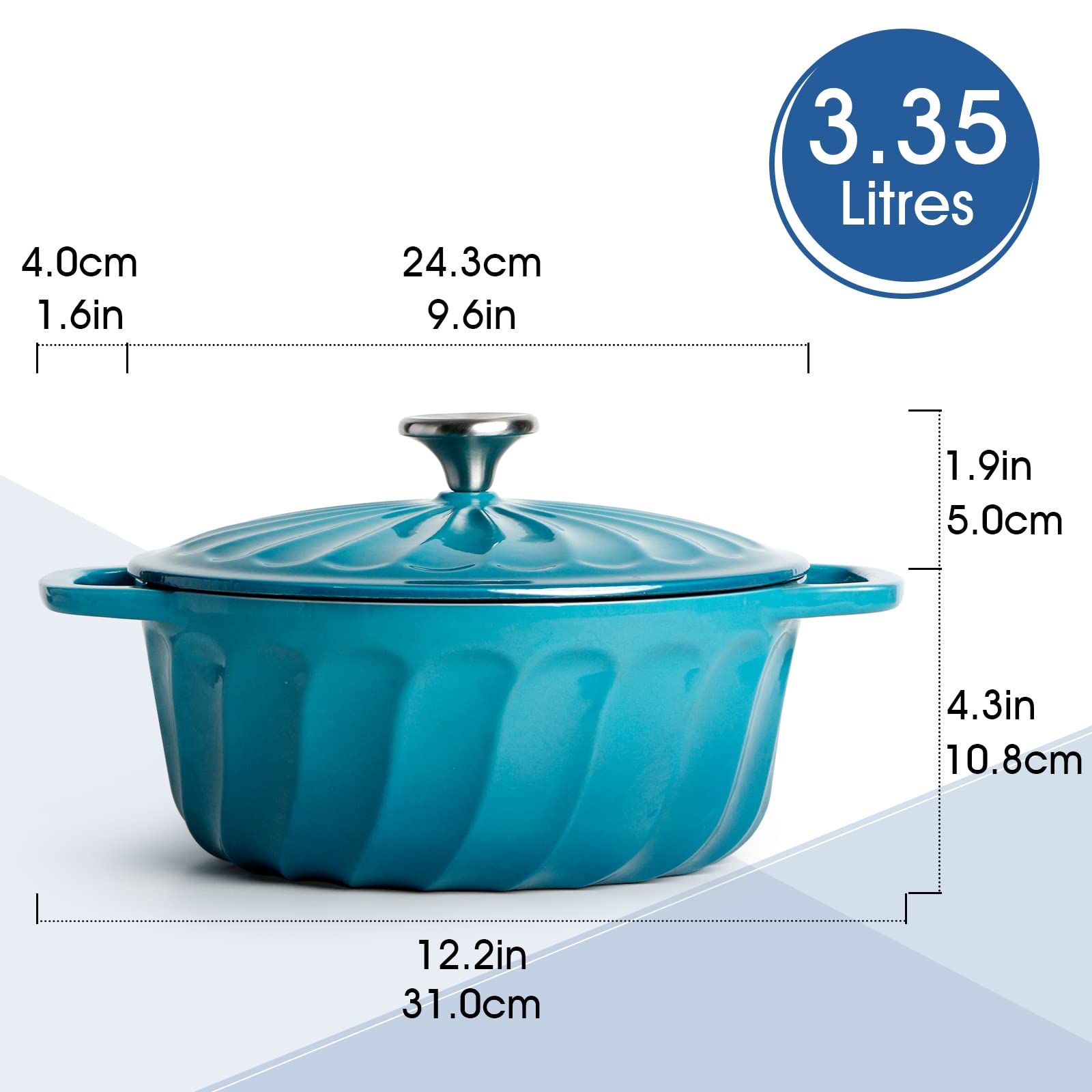 Emaliowany garnek żeliwny 24 cm z pokrywką - wytrzymały kociołek holenderski - obrazek 7