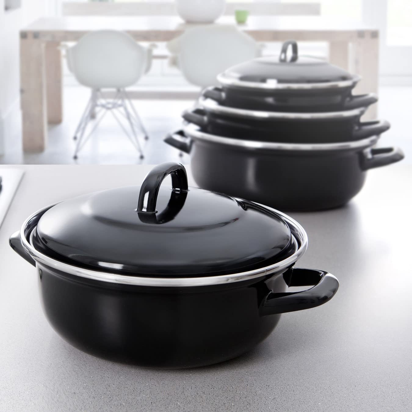 Patelnia indukcyjna BK Fortalit 22 cm z pokrywką, odporna na piekarnik, czarna - obrazek 3