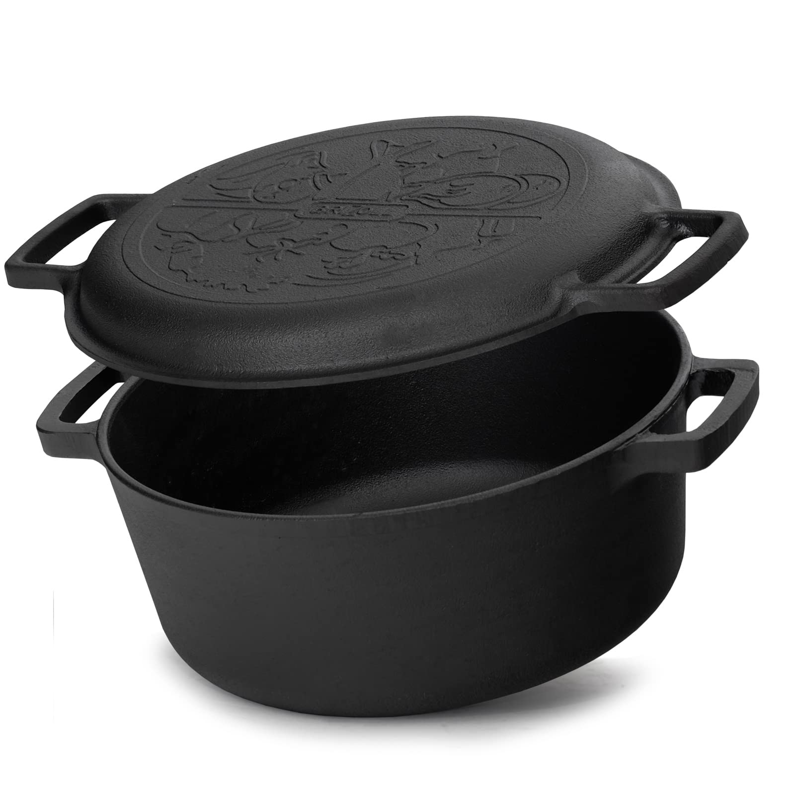 Garnek żeliwny 4 l typu Dutch Oven Ø 24 cm, z pokrywką patelnia 2 w 1, - obrazek 3