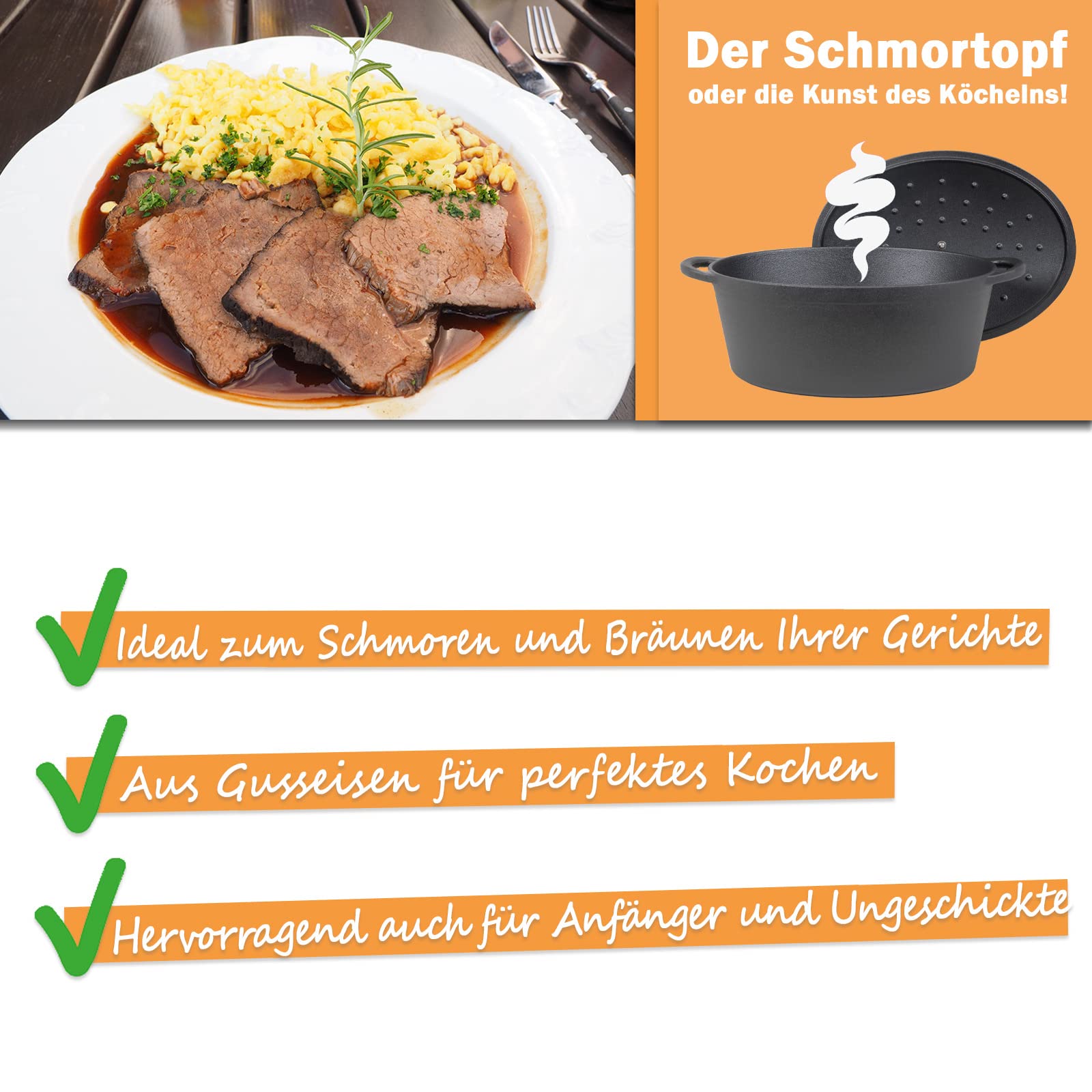 Uniwersalne żeliwne naczynie do pieczenia 7L – Dutch Oven z pokrywką 34cm - obrazek 3