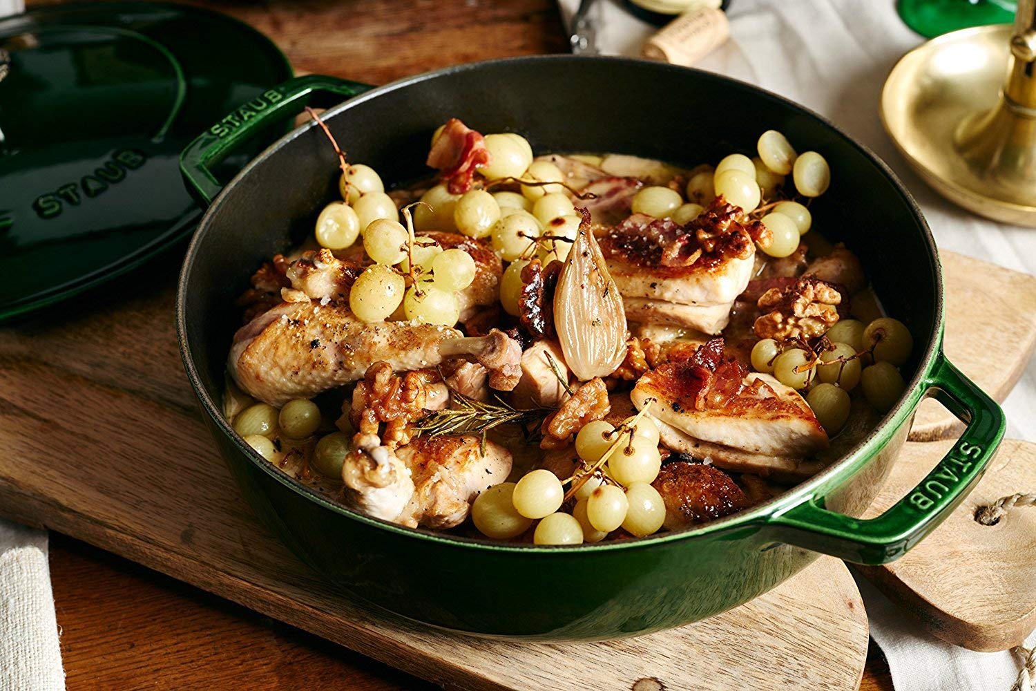 STAUB Żeliwna brytfanna Chistera 24 cm zielona bazylia – idealna do gotowania - obrazek 4