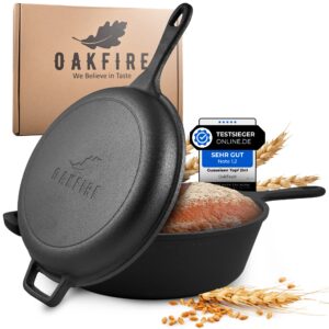 Oakfire Żeliwny garnek 2 w 1 Ø 26 cm z patelnią – idealny do pieczenia i duszenia