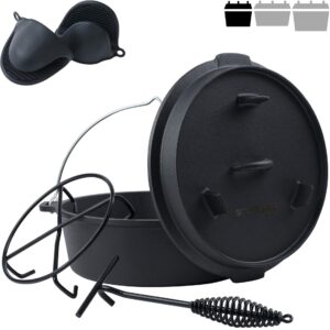 Garnek żeliwny 34 l z pokrywką – idealny na kemping i grillowanie