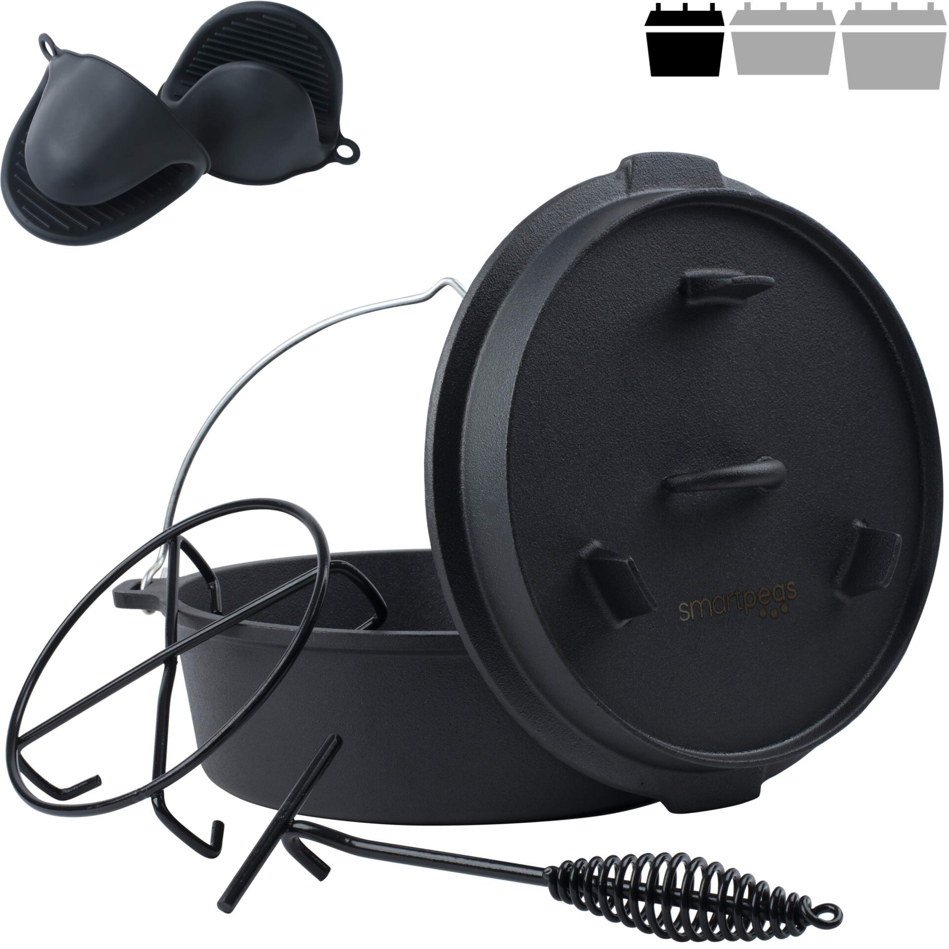 Garnek żeliwny 34 l z pokrywką – idealny na kemping i grillowanie