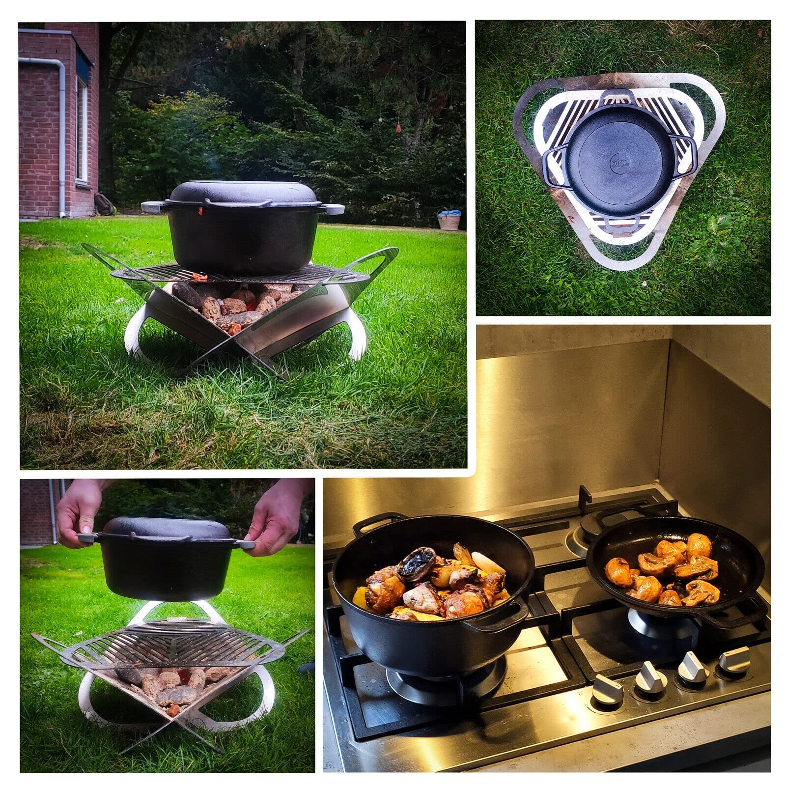 Garnek żeliwny 4 l typu Dutch Oven Ø 24 cm, z pokrywką patelnia 2 w 1, - obrazek 4