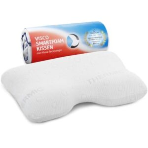 Poduszka do spania na boku GIANFAR | Ortopedyczna poduszka pod kark nagradzana za ergonomię | Pianka Visco z Ultrafresh | Poszewka termiczna | Poduszka pod kręgosłup szyjny | 55x40x12/10