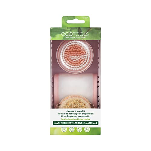 EcoTools Zestaw do pielęgnacji skóry twarzy: Narzędzia do oczyszczania i złuszczania z opaską na głowę i szczotką do oczyszczania na sucho