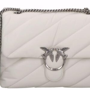 Kołdra damska Pinko 1P22JB_Y7SR Quilt Maxy Love BIG Puff 5 CL - Bianco-Old Silver, Z14O_Bianco - Najwyższa jakość i elegancja