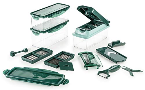 Genius Nicer Dicer Plus - kompletny zestaw akcesoriów kuchennych 18 części, tworzywo sztuczne, szmaragdowa zieleń, 26 x 9 x 13 cm