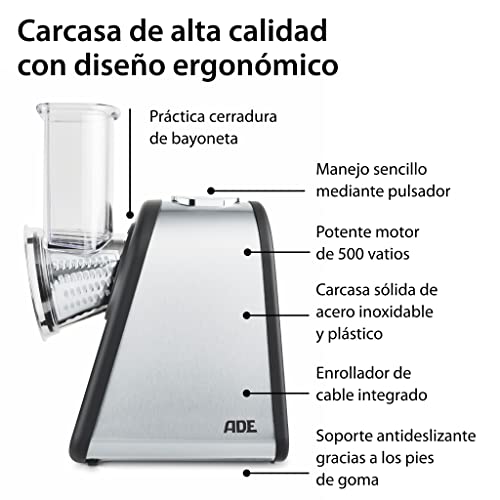 Elektryczna tarka kuchenna Ade KA1802 w kolorze nieutlenianym czarnym/srebrnym 20.5 x 15 x 28.3 cm - obrazek 12