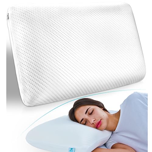 pillowLY Poduszka ortopedyczna z pianki z pamięcią kształtu łagodzi ból karku i ramion hipoalergiczna ortopedyczna poduszka pod kark odpowiednia dla osób śpiących na boku plecach i brzuchu