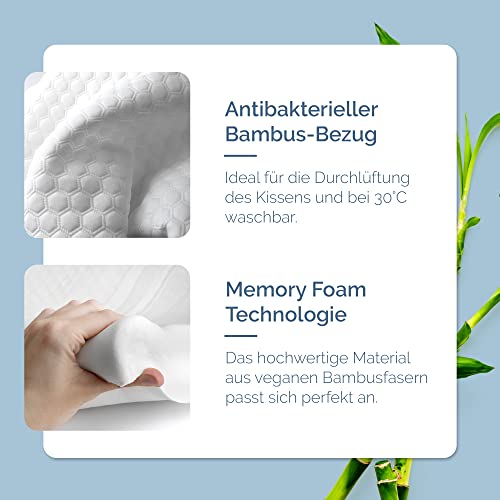 DOSCI Poduszka pod głowę z pianki z pamięcią kształtu ortopedyczna poduszka podpierająca kark poduszka do spania z bambusową poszewką dla osób śpiących na boku i na plecach - obrazek 6