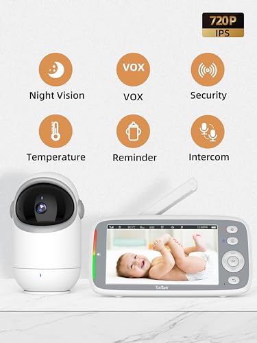 TakTark Baby Monitor, 5.0" Baby Monitor wideo i audio 720P HD 3050mAh - obrazek 14