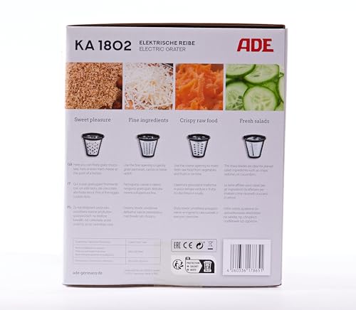 Elektryczna tarka kuchenna Ade KA1802 w kolorze nieutlenianym czarnym/srebrnym 20.5 x 15 x 28.3 cm - obrazek 3