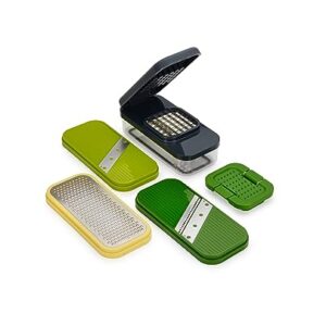 Joseph Joseph Multi-Prep 4-in-1 Kitchen Tool Set: Vegetable Chopper, Peeler, Cheese Grater, Vegetable Slicer Mandoline, Food Slicer Julienne with Storage Container
Joseph Joseph Multi-Prep wielofunkcyjny zestaw narzędzi kuchennych 4w1: Rozdrabniacz do warzyw, Obieraczka, Tarka do sera, Krajalnica do warzyw Mandoline, Krajalnica do żywności Julienne z pojemnikiem zbiorczym