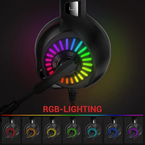 Słuchawki do gier z LED RGB, mikrofonem i redukcją szumów - idealne dla PC, PS4, Switch, Xbox i smartfonów - obrazek 9