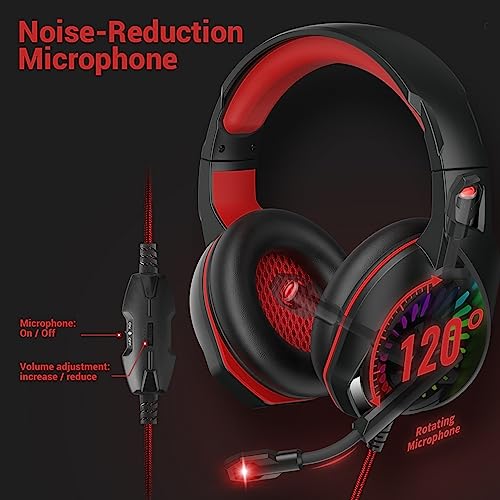 Słuchawki do gier z LED RGB, mikrofonem i redukcją szumów - idealne dla PC, PS4, Switch, Xbox i smartfonów - obrazek 11