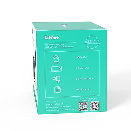 TakTark Kamera Babyphone, 4,3" kamera wideo dla niemowląt z 300° zdaln - obrazek 3