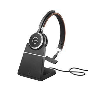 Jabra Evolve 65 SE - Bezprzewodowy zestaw słuchawkowy Bluetooth z mikrofonem redukującym szumy - Długa żywotność baterii i ładowarka - Certyfikat UC dla Zoom, Unify i innych - Kolor czarny